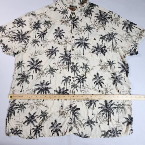 The Foundry Palm Tree Print Button Down Shirt Short Sleeve Mens Size 2XL Brown - Picture 4 of 6